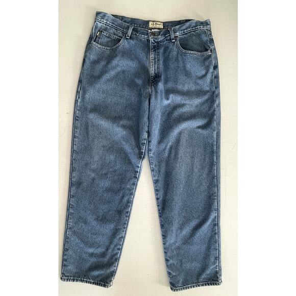 LL Bean 38x32 Relaxed Fit Jeans Cotton Flannel Lined Denim Durable Warm Winter - Picture 3 of 16